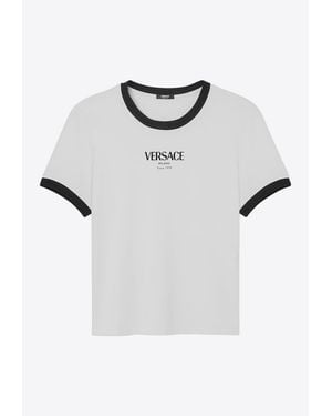 Versace Logo-Printed Crewneck T-Shirt - Grey