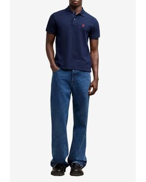 Ami Paris Ami De Coeur Polo T-Shirt - Blue