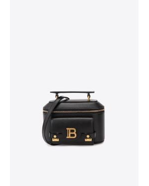 Balmain B-Buzz 19 Vanity Leather Top Handle Bag - Black