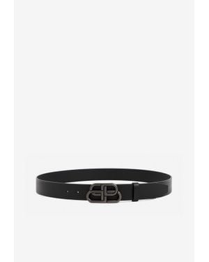 Balenciaga Bb Logo Leather Belt - White