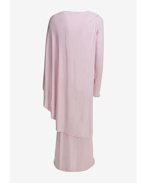 Self-Portrait Long Draped Jersey Dress - Pink