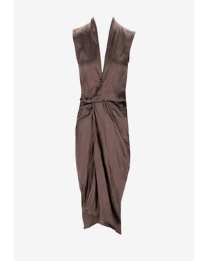 Rick Owens Sleeveless Wrap Dress - Brown