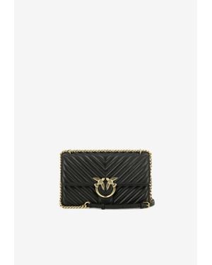 Pinko Medium Love One Classic Quilted Leather Crossbody Bag - White