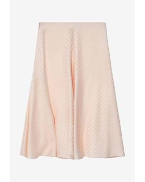 Fendi Ff Jacquard Silk Midi Skirt - Pink