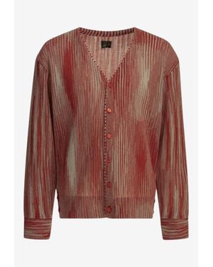 Needles Striped Mohair V-Neck Cardigan - Brown