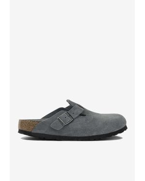 Birkenstock Boston Suede Slippers - Gray