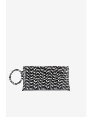 Tom Ford Aura Snakeskin Print Leather Clutch Bag - White
