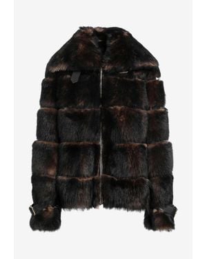 Fendi Sheepskin Zip-Up Jacket - Black