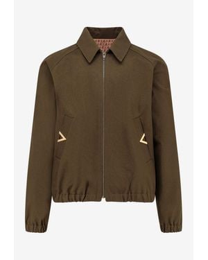 Valentino Metal V Zip-Up Jacket - Green