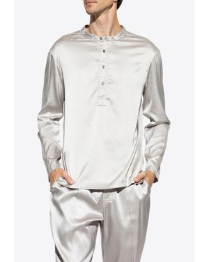 Tom Ford Long-Sleeved Silk Pyjama Top - Grey
