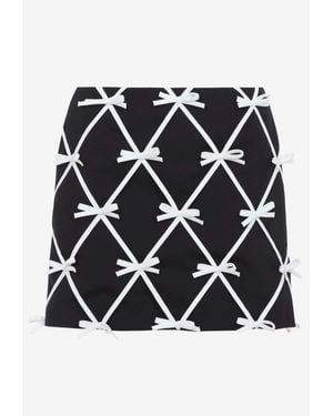 Moschino Bow Appliques Wool Mini Skirt - Black