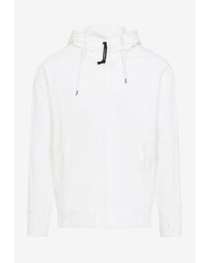 C.P. Company Open Zip-Up Hooded Sweatshirt - White