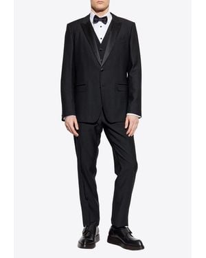 Dolce & Gabbana Single-Breasted Wool Suit With Vest - Black