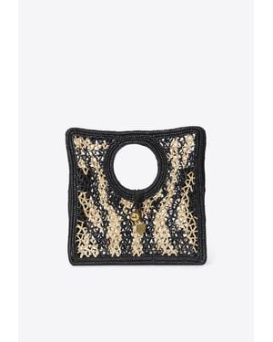 Jacquemus Small Spiaggia Raffia Handbag - Black