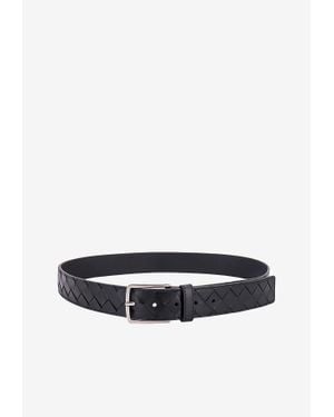Bottega Veneta Intrecciato Leather Belt - White
