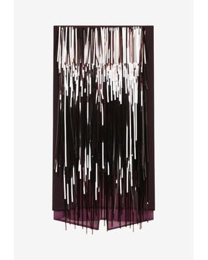 The Attico Midi Fringed Skirt With Semi-Sheer Hem Panel - Black