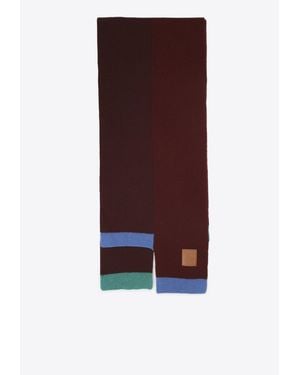 Loewe Wool Scarf With Logo-Patch - Purple