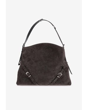 Givenchy Large Voyou Suede Shoulder Bag - Black