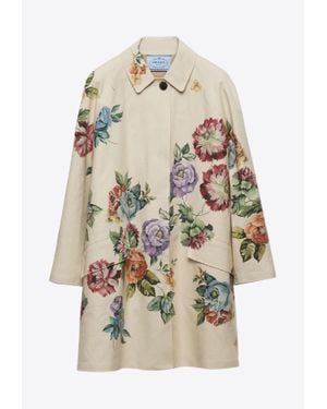 コート PRADA PRINTED COTTON OVERCOAT Prada Printed Cotton Overcoat in White | Lyst
