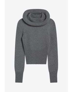 Alaïa Turtleneck Knitted Wool Sweater - Grey
