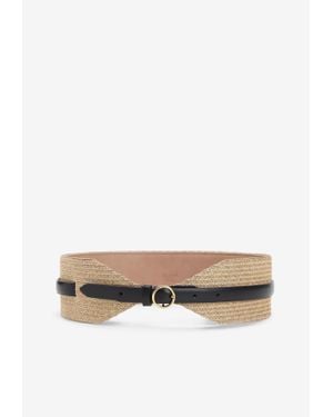 Alaïa Large Paperstraw Belt - White