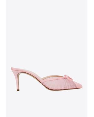 Andrea Wazen Kris 75 Satin Mules - Pink