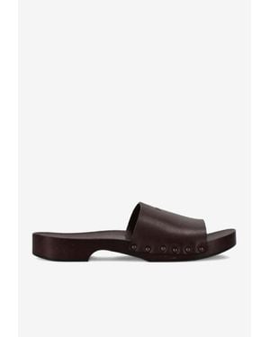 LA ROSE Studded Leather Clogs - White
