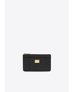 Dolce & Gabbana Logo Plaque Dauphine Leather Cardholder - White