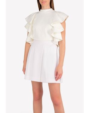 Avaro Figlio High-Neck Exaggerated Ruffle Top - White