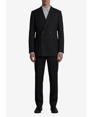 Lardini Double-Breasted Wool Suit - Black
