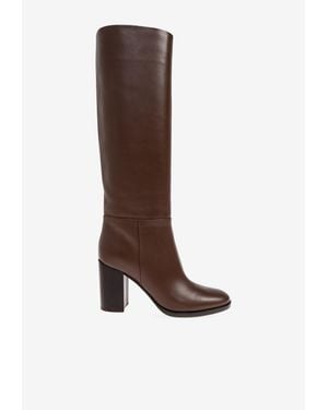 Gianvito Rossi Santiago 85 Leather Knee-High Boots - Brown