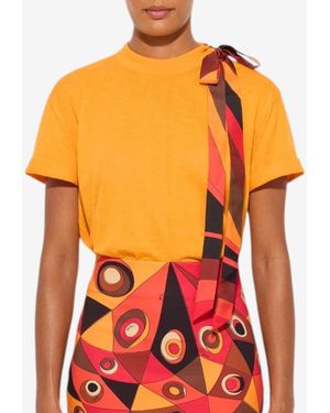 PUCCI Crewneck T-Shirt With Silk Scarf - Yellow