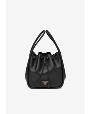 Prada Mini Darling Leather Bucket Bag - Black