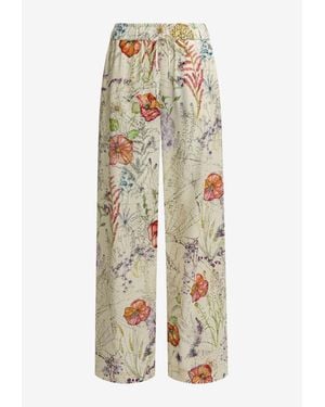 McQueen Meadow Floral Print Pants - White