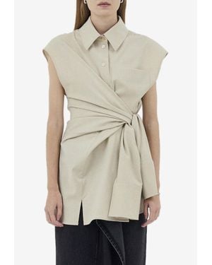 Goen.J Sleeveless Knotted Shirt - Natural