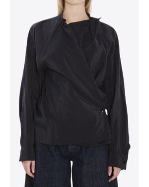 Lemaire Twisted Long-Sleeved Silk Top - Black