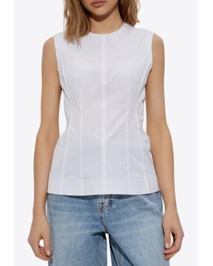 Tory Burch Sleeveless Poplin Top - White