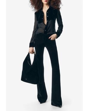 Tom Ford Georgette Shirt With Velvet Insert - Blue