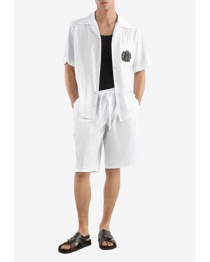 Dolce & Gabbana Hawaii Shirt With Embroidered-Logo - White