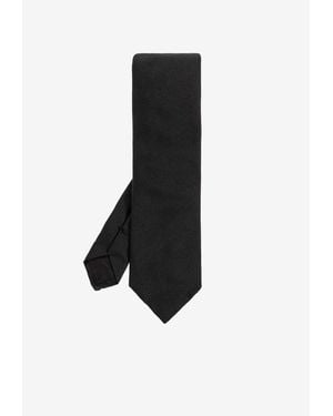 Versace Ribbed Silk Tie - Black