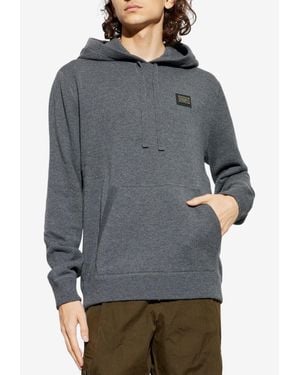 Dolce & Gabbana Logo-Patched Hooded Sweatshirt - Gray