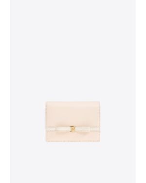 Ferragamo Mini Ribbon Calf Leather Wallet - White