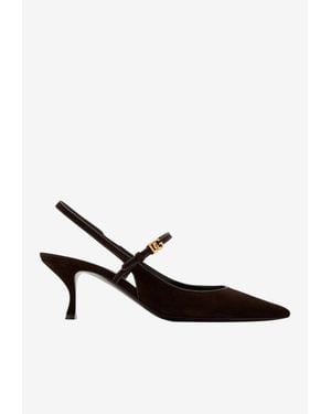 Dolce & Gabbana Cardinal 60 Slingback Suede Pumps - White