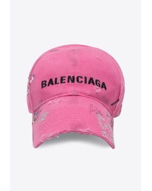 Balenciaga Upcycled Logo-Embroidered Cap - Pink