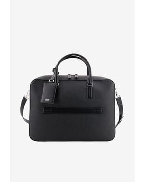 Tom Ford Stamped Logo Leather Briefcase - Black