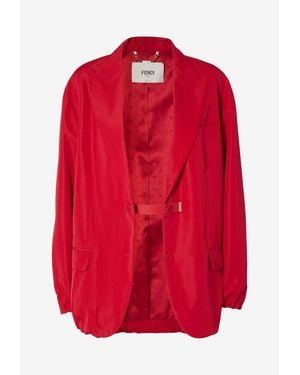 Fendi Single-Breasted Buttoned Blazer - Red