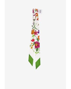 Gucci Flora Print Silk Ribbon - White