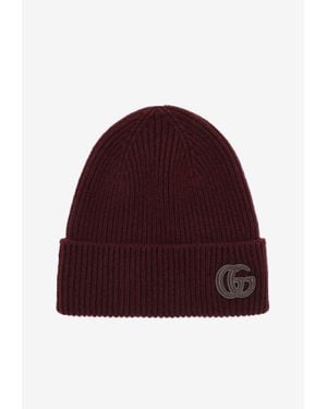 Gucci Double G Cashmere Beanie - Red