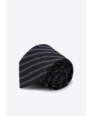 Destin Striped-Pattern Silk Tie - Black