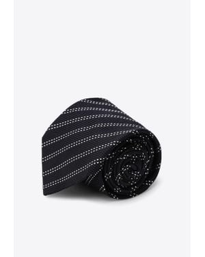 Destin Striped-Pattern Silk Tie - Black